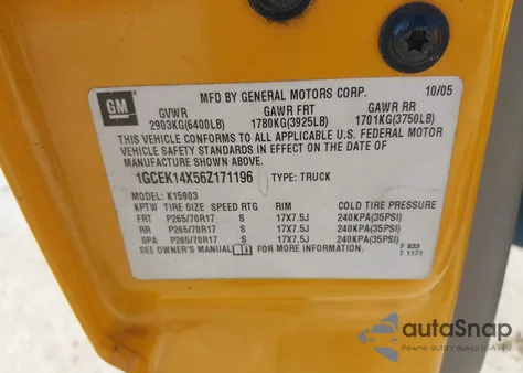 2006 Chevrolet Silverado 1500 Work Truck z USA, uszkodzony, nr VIN 1GCEK14X56Z171196